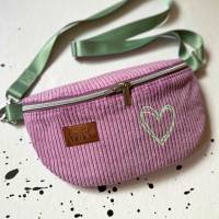 Unikat / Trendy Crossbag / Crossbody / HipBag / Bauchtasche / Gürteltasche / Umhängetasche aus Lila Cord Bild 4
