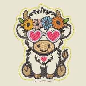 Stickdatei ITH Rind Maja für Rahmen 13x18 cm, Maschinenstickerei, ITH Stickmuster mit Tiermotiv Bild 4