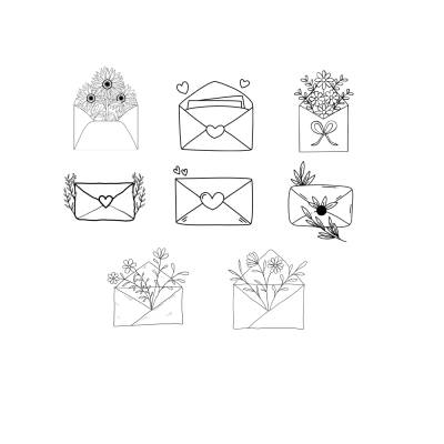 Briefumschlag mit Blumen Bundle PNG SVG Datei - Download Plotterdatei - Plotter File - Envelope with Flowers