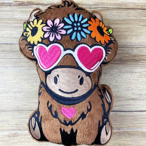 Stickdatei ITH Rind Maja für Rahmen 16x26 cm, Maschinenstickerei, ITH Stickmuster mit Tiermotiv