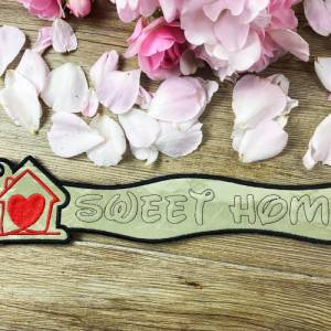 Stickdatei 3D-Anhänger SWEET HOME, Maschinenstickerei, Stickmuster mit Trapunto-Effekt, 3D-Stick, Lesezeichen Bild 2
