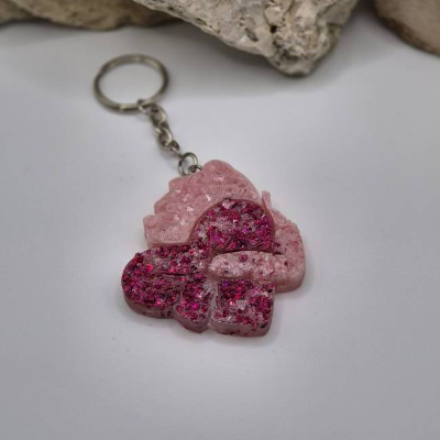 Schlüsselanhänger Bärchen mit Herz rosa