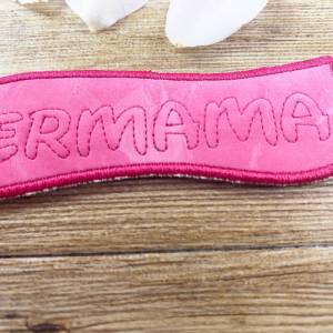 Stickdatei 3D-Anhänger SUPERMAMA, Maschinenstickerei, Stickmuster mit Trapunto-Effekt, 3D-Stick, Lesezeichen Bild 3