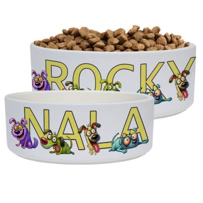witziger Napf für Hunde mit Name  | 15 oder 18 cm personalisiert Hundenapf