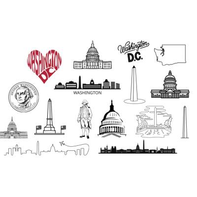 Washington D.C. Bundle PNG SVG Datei - Download Plotterdatei - Plotter File - USA Washington Monument United States Capi