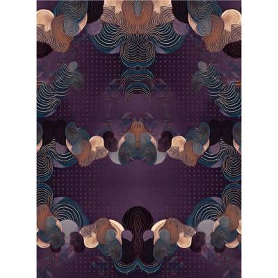 ♕ Jersey Panel Majestic Art Deco Stenzo Digital 200 x 150 cm aubergine ♕