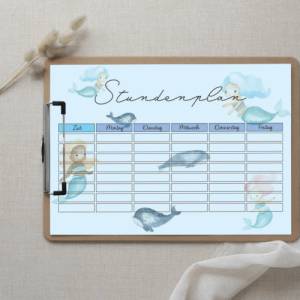 Stundenplan Meerjungfrau Schüler, Lehrer und Studenten zum Ausdrucken o. Digital für Goodnotes I A4 Format I PDF Datei I Bild 1