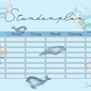 Stundenplan Meerjungfrau Schüler, Lehrer und Studenten zum Ausdrucken o. Digital für Goodnotes I A4 Format I PDF Datei I Bild 2