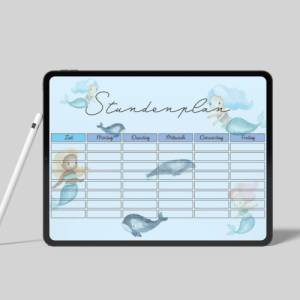 Stundenplan Meerjungfrau Schüler, Lehrer und Studenten zum Ausdrucken o. Digital für Goodnotes I A4 Format I PDF Datei I Bild 3