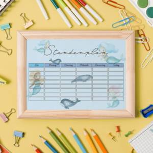 Stundenplan Meerjungfrau Schüler, Lehrer und Studenten zum Ausdrucken o. Digital für Goodnotes I A4 Format I PDF Datei I Bild 4