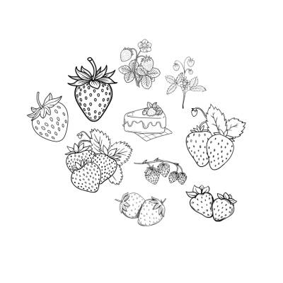 Erdbeeren Strawberries Bundle PNG SVG Datei - Download Plotterdatei - Plotter File - Obst Fruit Summer Sommer 