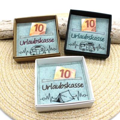 Stickdatei Camping Wunscherfüller Urlaubskasse Geld verschenken