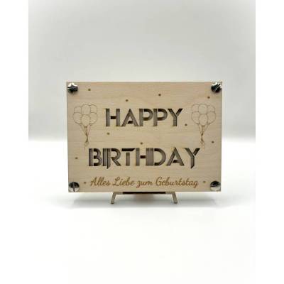 Geldgeschenk aus Holz – Originelle Happy Birthday Holzkarte mit Gravur & Wow-Effekt