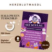 Halloween Türschild zum Selbstausdrucken – Gruselige Dekoration für Trick-or-Treat & Bild 1