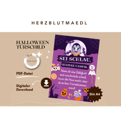 Halloween Türschild zum Selbstausdrucken – Gruselige Dekoration für Trick-or-Treat &
