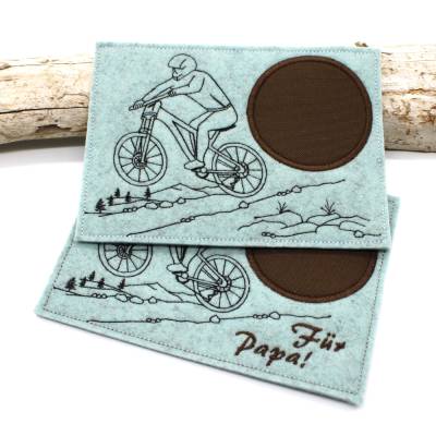 Stickdatei Mugrug Untersetzer Biker Fahrrad Mountainbike 13x18cm