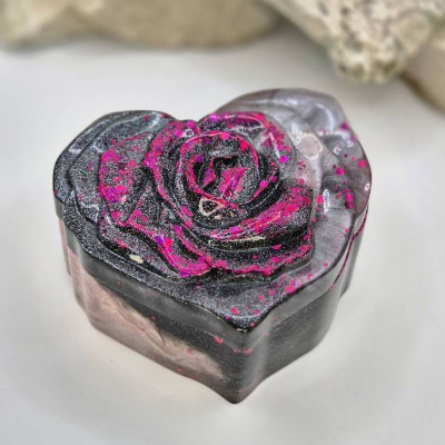 Herz-Rosen Aufbewahrungsdose Hematite-pink