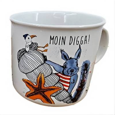 Tasse Moin Digga – Lustiger Kaffeebecher aus Steingut, Geschenkidee – Heimartliebe