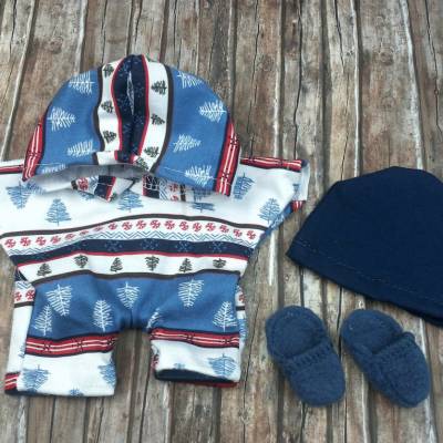 Äffchenkleidung Jumpsuit Overall Mütze und Slipper passend für Äffchen Stofftiere 20 cm Neu #