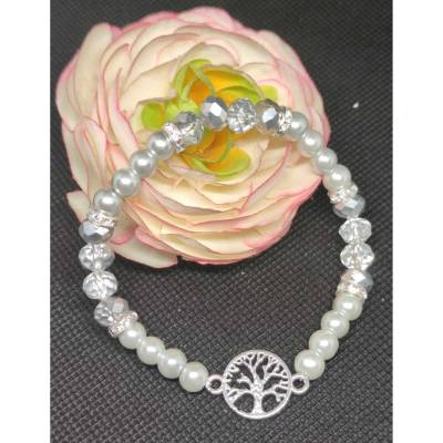 Lebensbaumarmband in Hellgrau