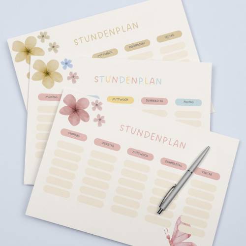 Stundenplanset Schmetterling Schüler, Lehrer und Studenten zum Ausdrucken o. Digital  I A4/A5/A6 Format I PDF Datei I Di
