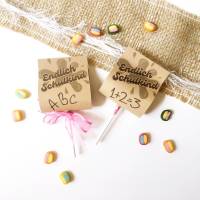 Druckvorlage Endlich Schulkind, Geschenk Einschulung, 1. Klasse, Lolly, Erstklässler, Schultüte, Schulanfang Bild 1