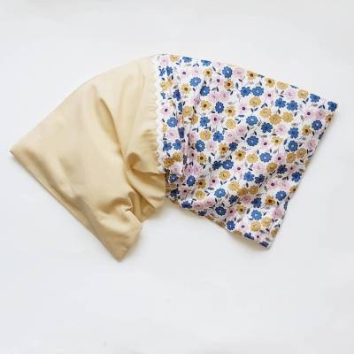 Wärmekissen, Kühlkissen blaue Blumen, Körnerkissen, 5-Kammern Dinkelkissen Rapssamen Wohlfühlkissen blau rosa, beige