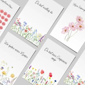 Schwangerschafts-Meilensteinkarten mit Blumen-Design + Schwangerschafts-Countdown – Digitaler Download für A6-Karten Bild 1