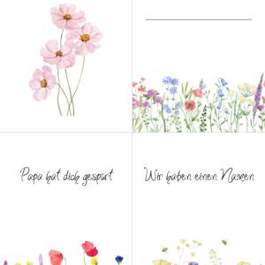 Schwangerschafts-Meilensteinkarten mit Blumen-Design + Schwangerschafts-Countdown – Digitaler Download für A6-Karten Bild 3