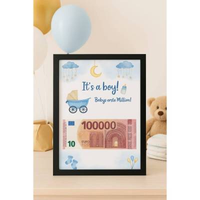 DIY Geldgeschenk zur Geburt Junge – „Babys erste Million“ PDF A4 - Babyparty Geldgeschenk Junge