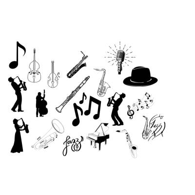 Jazz Bundle PNG SVG Datei - Download Plotterdatei - Plotter File - Musik Music Instrumente Saxophon Trompete Musikinstru