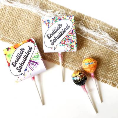 Druckvorlage Endlich Schulkind, Geschenk Einschulung, 1. Klasse, Lolly, Erstklässler, Schultüte, Schulanfang