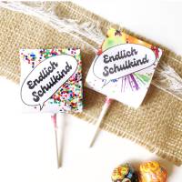 Druckvorlage Endlich Schulkind, Geschenk Einschulung, 1. Klasse, Lolly, Erstklässler, Schultüte, Schulanfang Bild 3