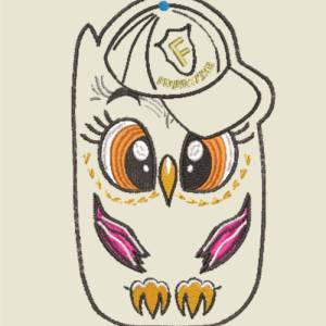 Stickdatei Applikation Eule Feuerwehr in 3 Größen, Maschinenstickerei, Stickmuster mit Tiermotiv Bild 2