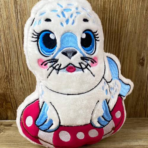 Stickdatei ITH Robbe Eddy für Rahmen 13x18 cm, Maschinenstickerei, ITH Stickmuster mit Tiermotiv