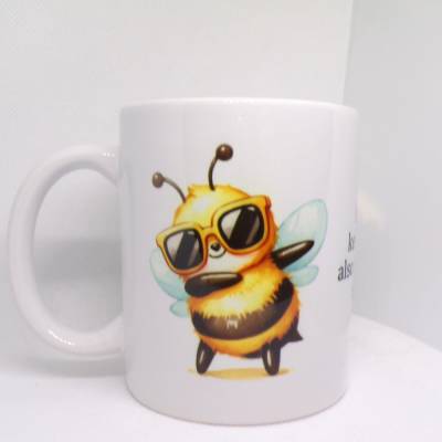 Ohne Biene keinen Sommer – Lustige Keramiktasse für Rechts- und Linkshänder, Bienen-Motiv, Handmade Geschenk