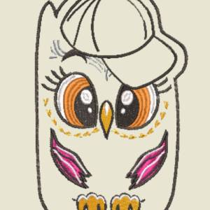 Stickdatei Applikation Eule mit Cap in 3 Größen, Maschinenstickerei, Stickmuster mit Tiermotiv Bild 2