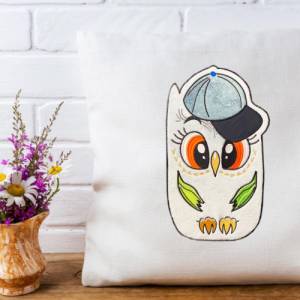 Stickdatei Applikation Eule mit Cap in 3 Größen, Maschinenstickerei, Stickmuster mit Tiermotiv Bild 4