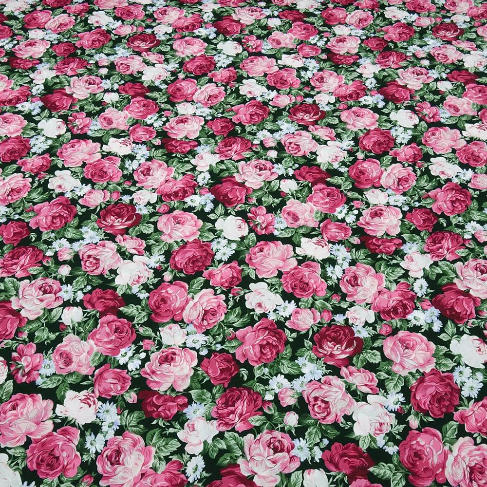 Dekostoff Rosenstoff Rosa Meterware Rosa Rosen Stoff Floral Rosen