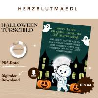 Halloween Türschild im Mumien-Design zum Selbstausdrucken – Gruselige Dekoration für Trick-or-Treat & Süßigkeitenschale Bild 1