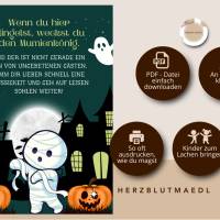 Halloween Türschild im Mumien-Design zum Selbstausdrucken – Gruselige Dekoration für Trick-or-Treat & Süßigkeitenschale Bild 2