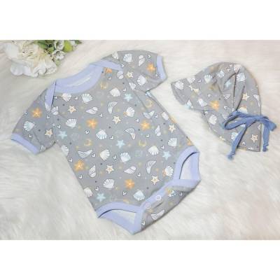 Baby Set 2-teilig “Muscheln” Gr.62/68 Body Sonnenhut