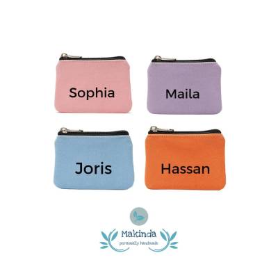 Personalisierbarer Geldbeutel für Kinder mit Reißverschluss // Münzbeutel personalisierbar mit Namen als Geschenkidee 
