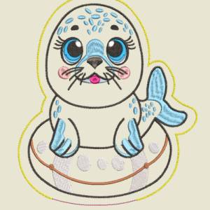 Stickdatei ITH Robbe Eddy für Rahmen 20x30 cm, Maschinenstickerei, ITH Stickmuster mit Tiermotiv Bild 2