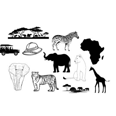 Safari Bundle PNG SVG Datei - Download Plotterdatei - Plotter File - Elefant Giraffe Zebra Elephant Giraffe Zebra Afrika