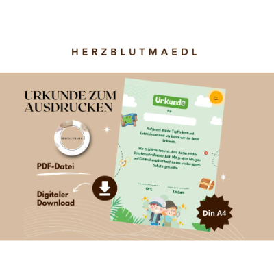 Schnitzeljagd Urkunde – Personalisierte A4 Mitgebsel für Kindergeburtstag, Schatzsuche & Abenteuerfeiern