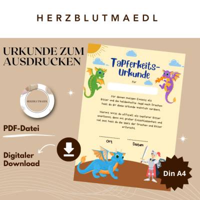 Ritter & Drachen Urkunde als digitaler Download