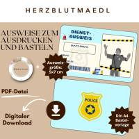 Polizei-Ausweis Bastelvorlagen – Individuelle Mitgebsel für Kindergeburtstag, Polizei-Party & Kinderveranstaltungen Bild 1