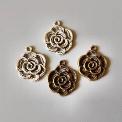 4/10 Stück Anhänger Charms Rose 2 Farben zur Auswahl