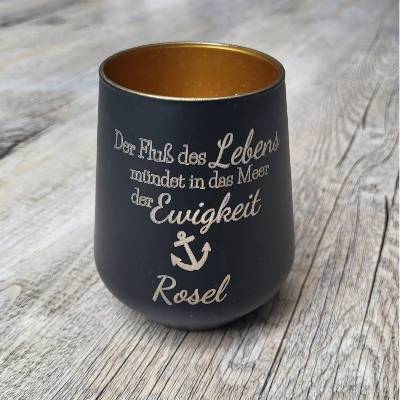 Trauerlicht / Kerzenglas / Windlicht / Erinnerungslicht / Schwarz / Abschied